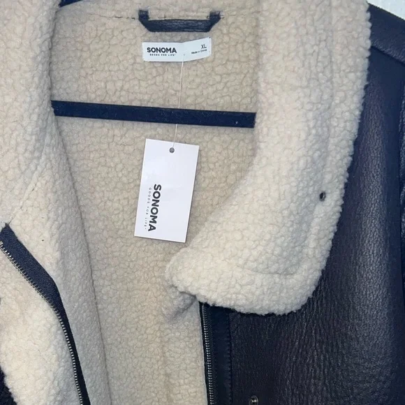 NWT SONOMA Goods For Life Shearling Aviator Bomber Jacket - Picture 3 of 3